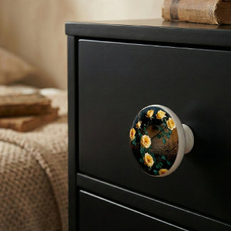 Yellow Rose Shabby Chic Floral Ceramic Knob