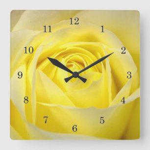 Yellow Rose Square Wall Clock