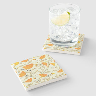 Yellow rose stone coaster