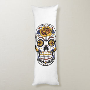 Yellow Rose Sugar Skull Body Cushion