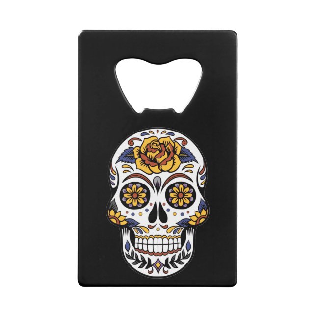 Yellow Rose Sugar Skull on Black (Front)