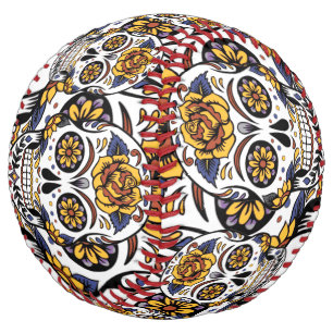 Yellow Rose Sugar Skull Softball