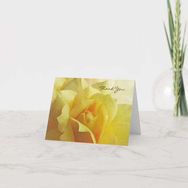 Yellow Rose Thank You Note Card (Front)