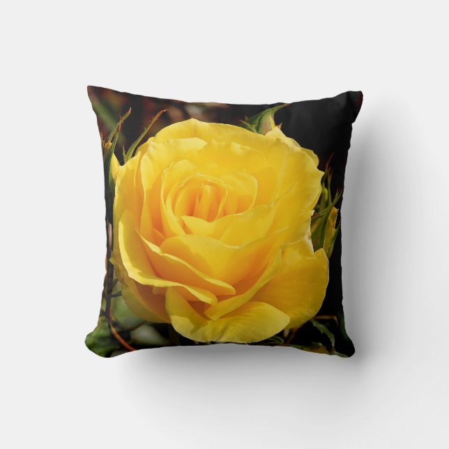 Yellow Rose Throw Pillow (Front)