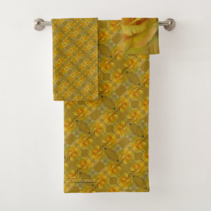 Yellow Rose Towel Sets Personalised Rose Towels