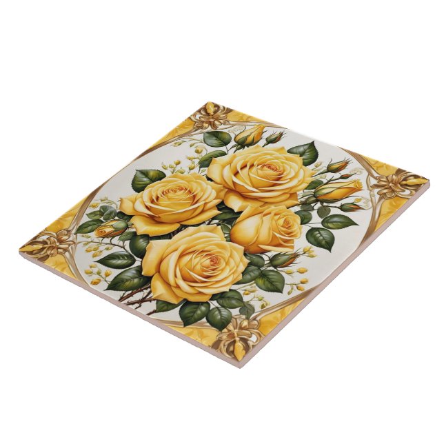 Yellow Rose Trendy Beautiful Collection Ceramic Tile (Side)