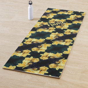 Yellow Rose Trio Abstract Pattern Personalised Yoga Mat