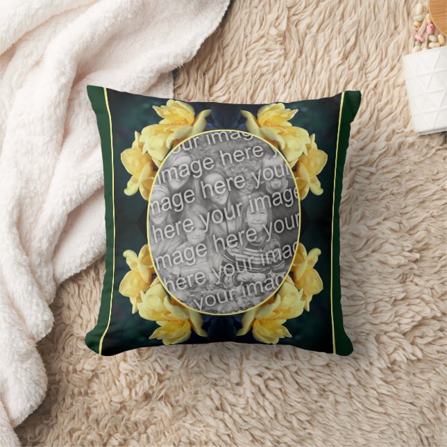 Yellow Rose Trio Frame Create Your Own Photo Cushion (Blanket)