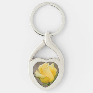 Yellow Rose  Twisted Heart Key Chain