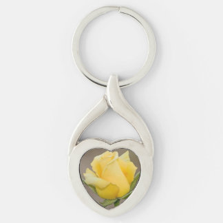 Yellow Rose  Twisted Heart Key Chain