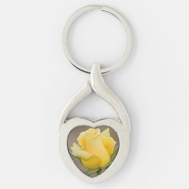 Yellow Rose  Twisted Heart Key Chain (Front)
