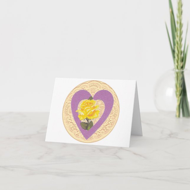 Yellow Rose Valentine Note Card (Front)