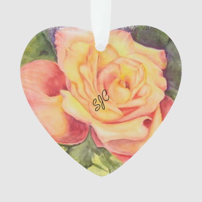 YELLOW ROSE VALENTINE ORNAMENT (Front)