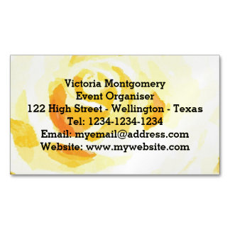 Yellow Rose Watercolor Magnetic Business Cards