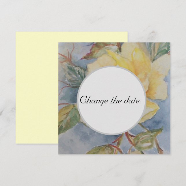 Yellow Rose Wedding Change the date Invitation (Front/Back)