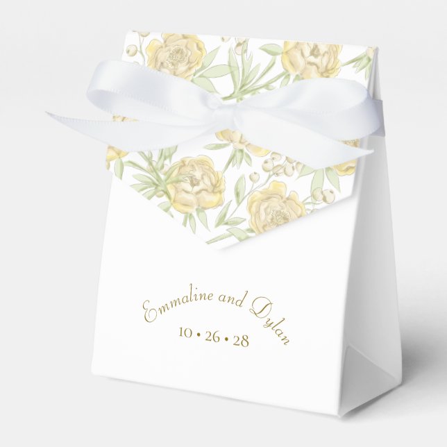 Yellow Rose Wedding Favour Box (Front Side)