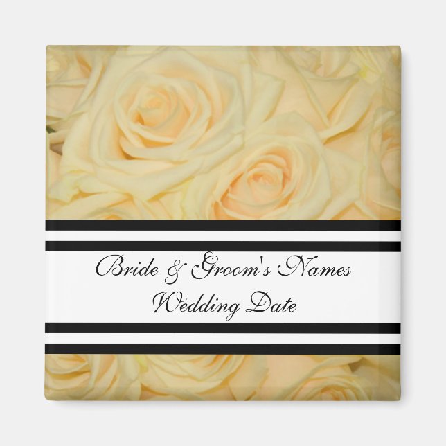Yellow Rose Wedding Favour Magnet Template (Front)