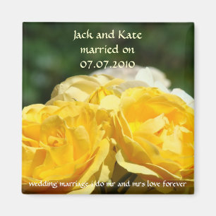 Yellow Rose Wedding Favours magnet Married on