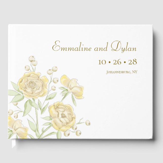 Yellow Rose Wedding Guest Book (Front)