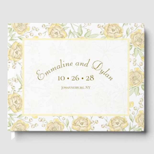 Yellow Rose Wedding Guest Book (Front)