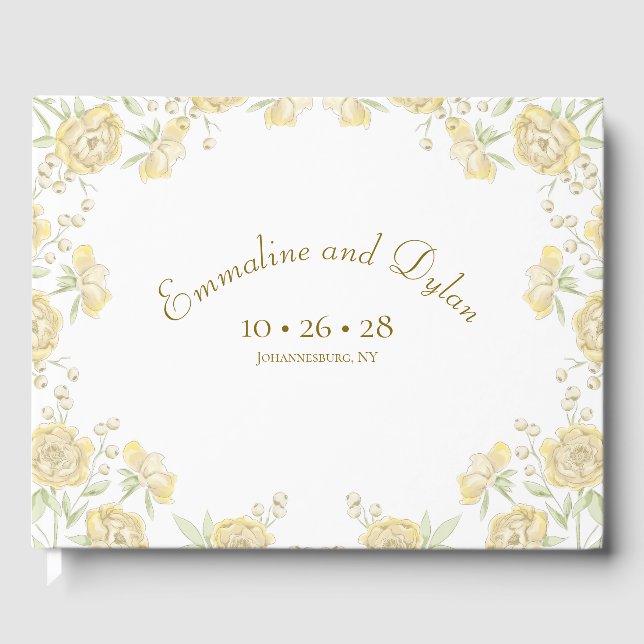 Yellow Rose Wedding Guest Book (Front)