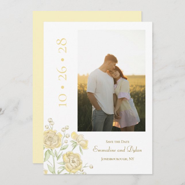 Yellow Rose Wedding Invitation (Front/Back)