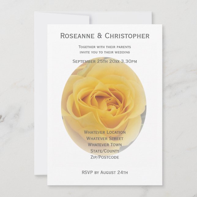 Yellow Rose Wedding Invitation (Front)