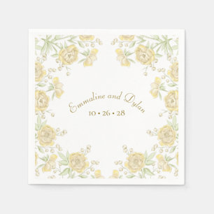 Yellow Rose Wedding Napkin