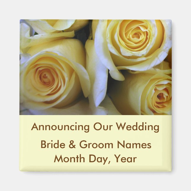 Yellow Rose Wedding Save the Date Magnet (Front)