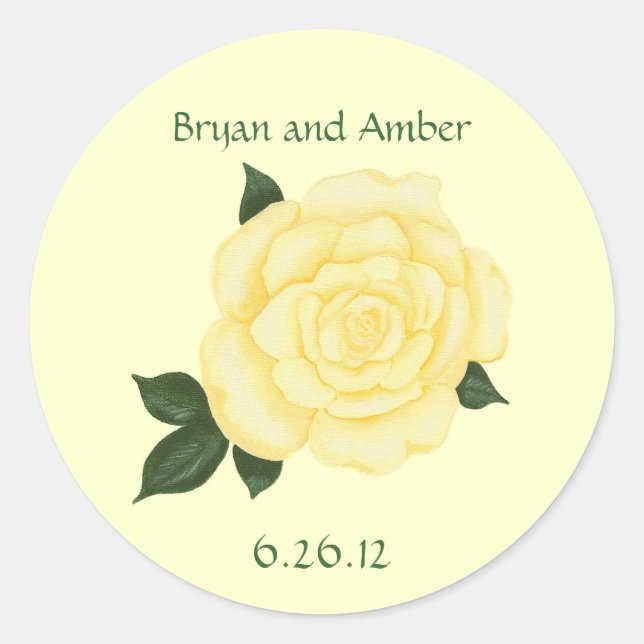 Yellow Rose Wedding Save the date Stickers (Front)