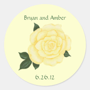 Yellow Rose Wedding Save the date Stickers
