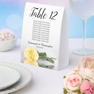 Yellow Rose Wedding Table Number Seating Chart