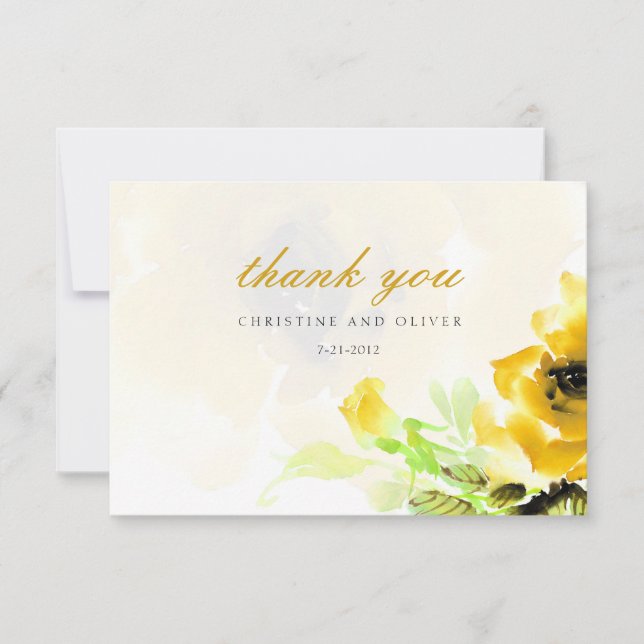 Yellow Rose Wedding Thank You Card (Front)