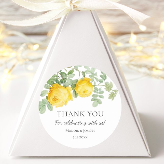 Yellow Rose | Wedding Thank you Classic Round Sticker (Creator Uploaded)