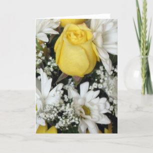 Yellow Rose white daisies Card