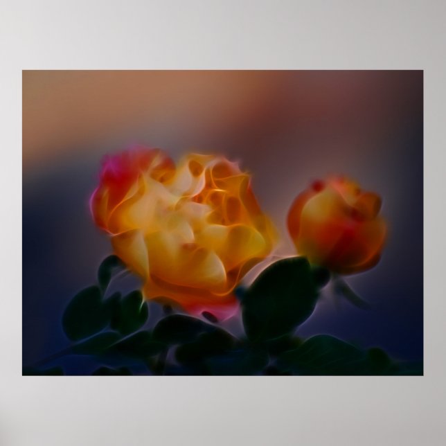 Yellow rose with pink and meaning poster (Front)