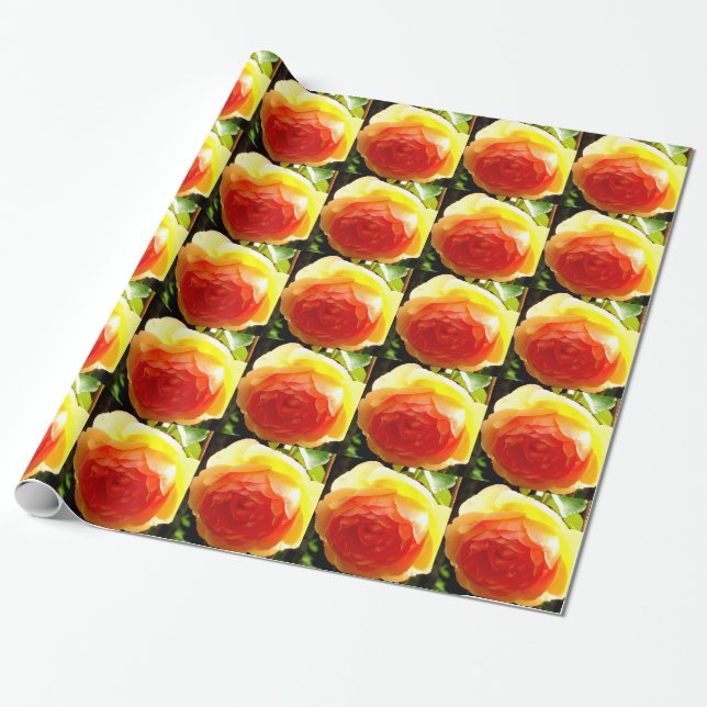 Yellow Rose Wrapping Paper (Unrolled)