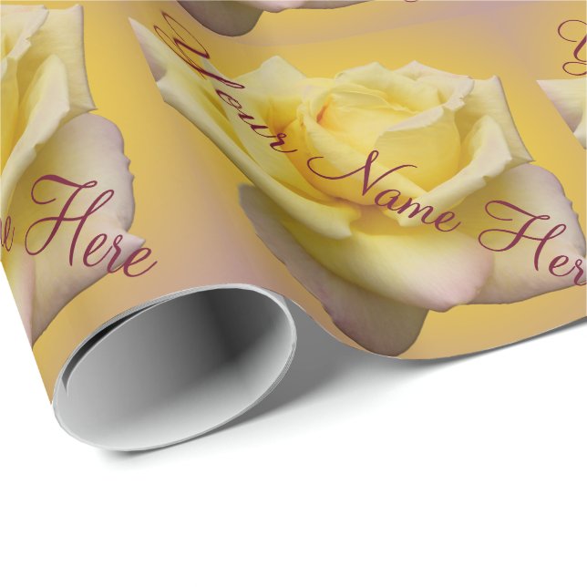 Yellow Rose Wrapping Paper Customisable Rose Paper (Roll Corner)