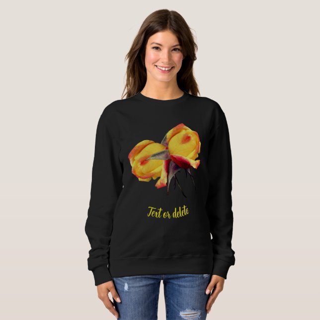 Yellow Rosebud Flower Pair Personalised Sweatshirt (Front Full)