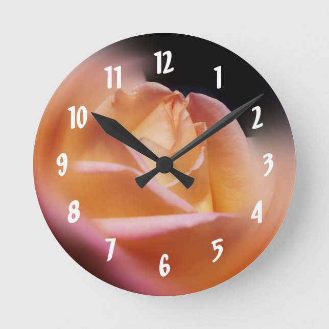 Yellow Rosebud Flower Round Clock (Front)