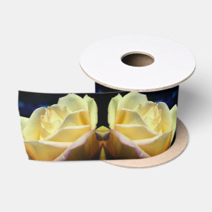 Yellow Rosebud Flower Satin Ribbon