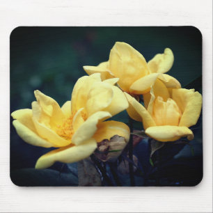 Yellow Rosebud Flowers Mouse Pad