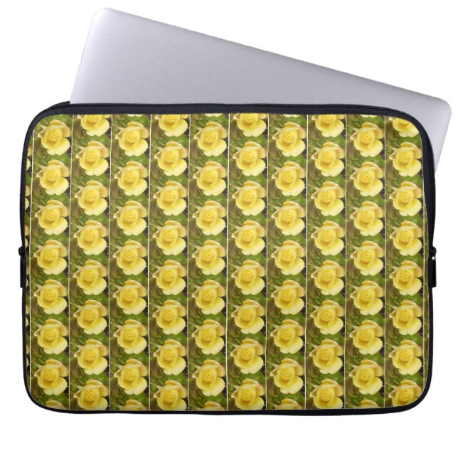 Yellow Rosebud Laptop Sleeve (Front)