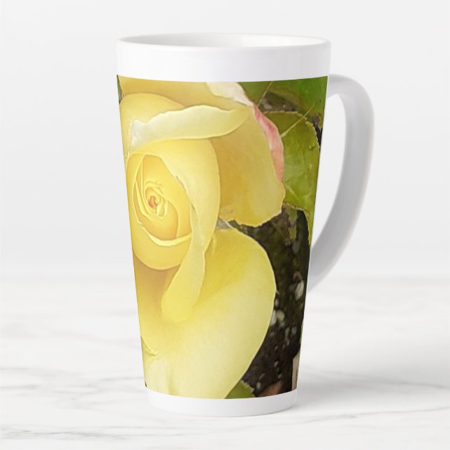 Yellow Rosebud  Latte Mug (Right Angle)