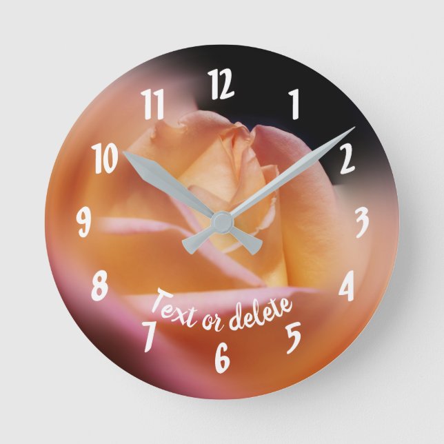 Yellow Rosebud Personalised Round Clock (Front)