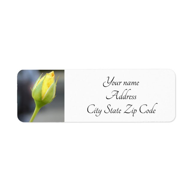 Yellow Rosebud Photo Return Address Label (Front)