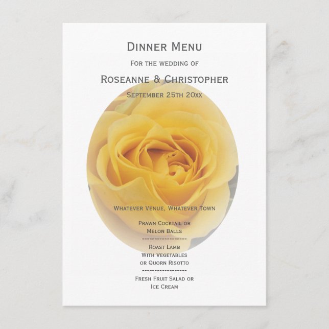 Yellow Rosebud Wedding Menu (Front)