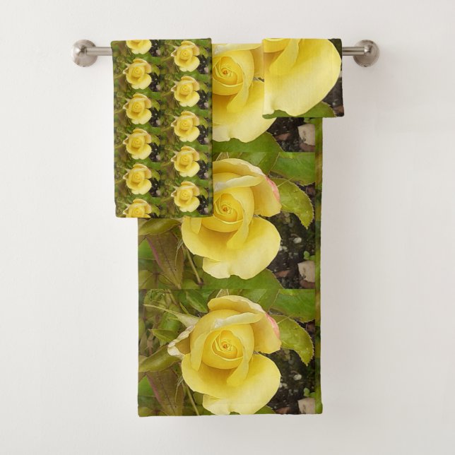 Yellow Rosebuds Bath Towel Set (Insitu)