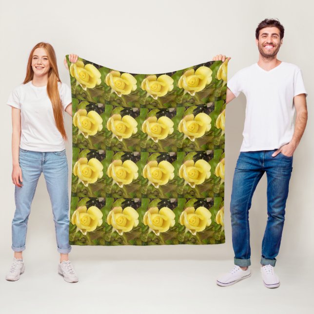 Yellow Rosebuds Fleece Blanket (In Situ)