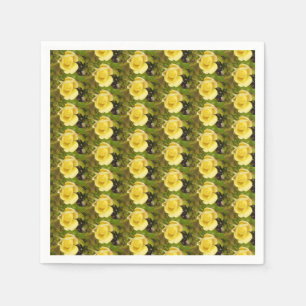 Yellow Rosebuds Paper Napkins